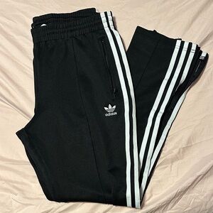 Adidas Black and White Zipper Track Pants